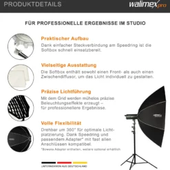 Walimex pro Essential Softbox Octagon 150cm + Softboxadapter für Hensel Expert, um 360° drehbar, inkl. Grid, Bowens Adapter und Transporttasche, ideal für Porträts und Beauty-Aufnahmen