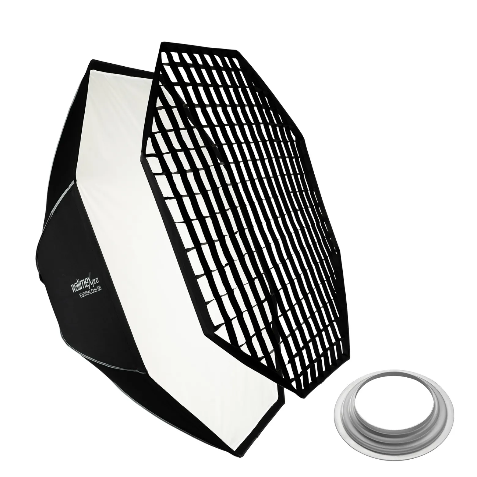 Walimex pro Essential Softbox Octagon 150cm + Softboxadapter für Hensel Expert, um 360° drehbar, inkl. Grid, Bowens Adapter und Transporttasche, ideal für Porträts und Beauty-Aufnahmen