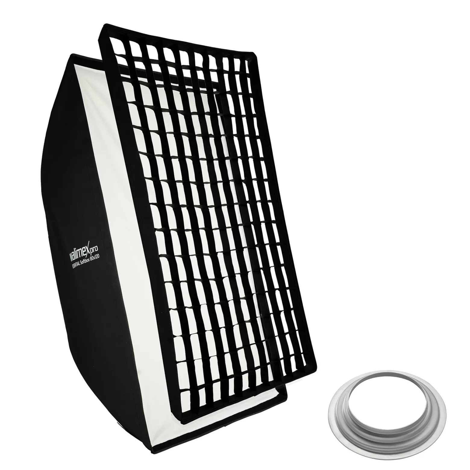 Walimex pro Essential Softbox 80x120cm + Softboxadapter für Hensel Expert, um 360° drehbar, einfacher Aufbau, inkl. Grid, Bowens Adapter und Transporttasche, ideal für Produkt- und Peoplefotografie