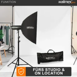 Walimex pro Essential Striplight Softbox 60 x 90 cm, Lichtformer um 360° drehbar, einfacher Aufbau, inkl. Grid, Bowens Adapter und Transporttasche, ideal für Produkt- und Peoplefotografie
