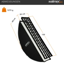 Walimex pro Essential Striplight Softbox 30 x 120 cm, Lichtformer um 360° drehbar, einfacher Aufbau, inkl. Grid, Bowens Adapter und Transporttasche, ideal für Produkt- und Peoplefotografie