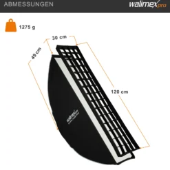 Walimex pro Essential Striplight Softbox 30 x 120 cm + Profoto Adapter 15,2, Lichtformer 360°, einfacher Aufbau, inkl. Grid, Bowens Adapter, Transporttasche, ideal für Produkt- und Peoplefotografie