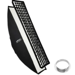 Walimex pro Essential Striplight Softbox 40 x 180 cm + Elinchrom Adapter 15,2, Lichtformer 360°, einfacher Aufbau, inkl. Grid, Bowens Adapter, Transporttasche, ideal für Produkt- und Peoplefotografie