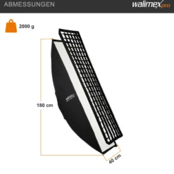 Walimex pro Essential Striplight Softbox 40x180cm + Softboxadapter für Profoto (Außendurchmesser: 15,2 cm), um 360° drehbar, einfacher Aufbau, inkl. Grid, Bowens Adapter und Transporttasche