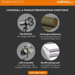 Walimex pro 3-fach Hintergrundsystem 145-290 cm breit, Hintergrundständer für bis zu 3 Leinwände aus Papier & Stoff, Fotohintergrund bis 250 cm Höhe für Fotografie, Video & Green Screen
