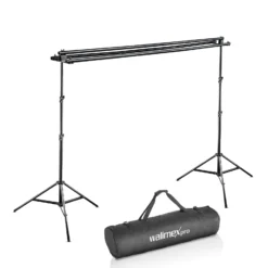 Walimex pro 3-fach Hintergrundsystem 145-290 cm breit, Hintergrundständer für bis zu 3 Leinwände aus Papier & Stoff, Fotohintergrund bis 250 cm Höhe für Fotografie, Video & Green Screen