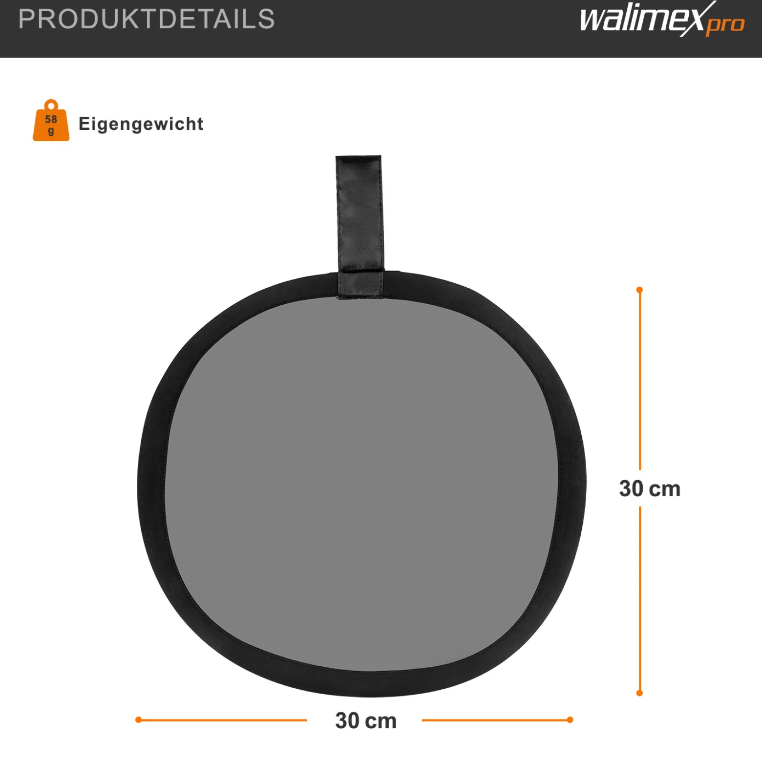 Walimex pro Faltbare Graukarte 30 x 30 cm graue Seite für Belichtungsmessung und weiße Seite für Weißabgleich