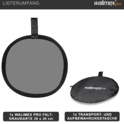 Walimex pro Faltbare Graukarte 30 x 30 cm graue Seite für Belichtungsmessung und weiße Seite für Weißabgleich