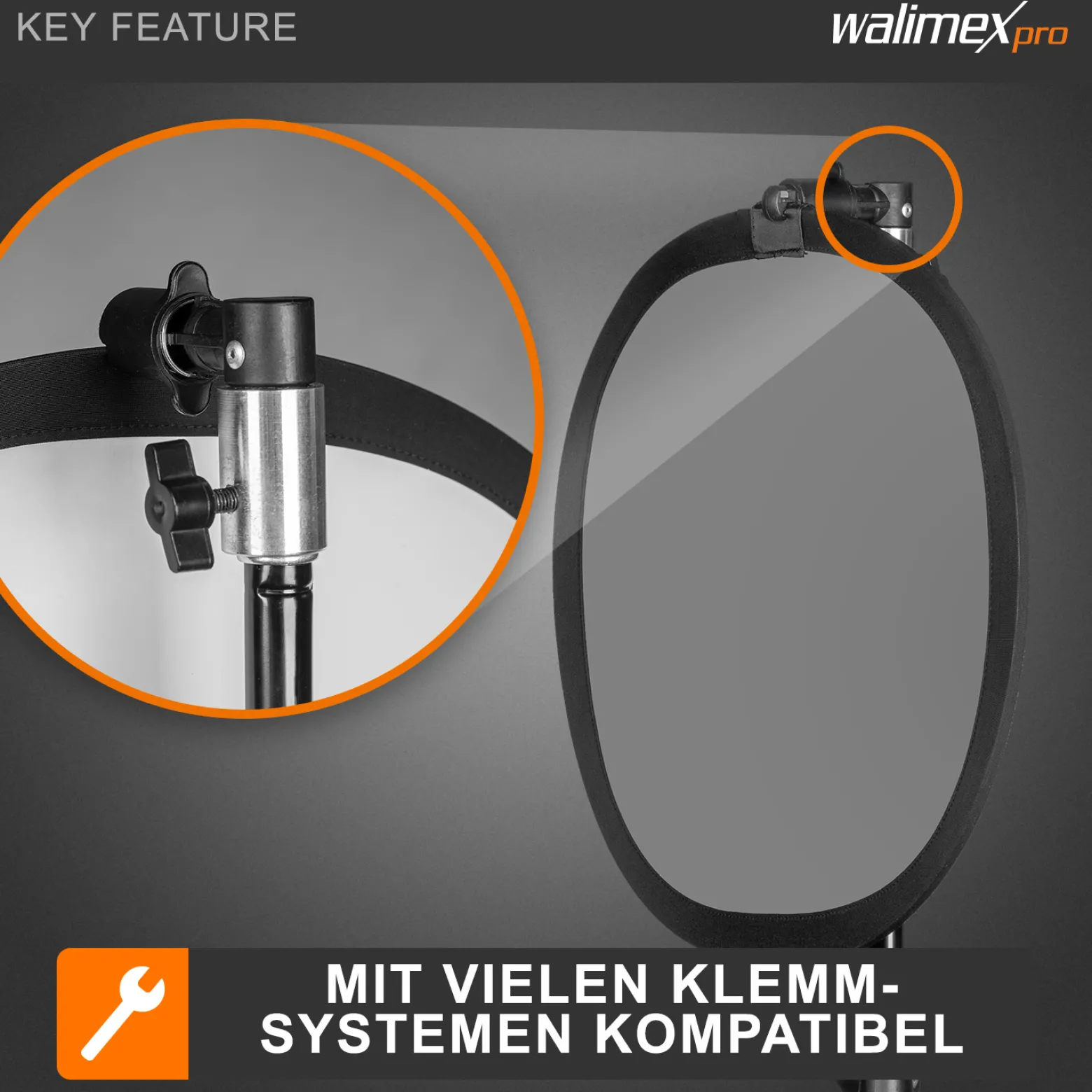Walimex pro Faltbare Graukarte 30 x 30 cm graue Seite für Belichtungsmessung und weiße Seite für Weißabgleich