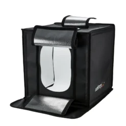 Walimex pro faltbarer LED Aufnahmewürfel 40 x 40 cm mobiles Fotostudio mit LED-Beleuchtung, 4 Hintergründen & Diffusor