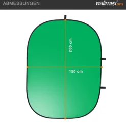 Walimex pro Falthintergrund grün 150 x 200 cm, robuster Fotohintergrund mit Federspannrahmen, faltbarer Hintergrund für Fotostudio mit Tranporttasche, Fotografie Zubehör