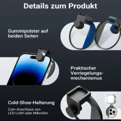 Walimex pro Filterhalter 67 mm für Handykamera, Cold Shoe Mount für LED und Mikrofon, professionelles Fotografieren mit Smartphone, Halterung für Diffusionsfilter, ND Filter, Polfilter