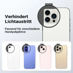 Walimex pro Filterhalter 67 mm für Handykamera, inkl. ND2-ND400 Filter 67 mm, Cold Shoe Mount für LED und Mikrofon, Fotozubehör für professionelles Fotografieren mit Smartphone und Handy