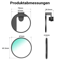 Walimex pro Filterhalter 67 mm für Handykamera, inkl. Polfilter 67 mm, Cold Shoe Mount für LED und Mikrofon, Fotozubehör für professionelles Fotografieren mit Smartphone und Handy