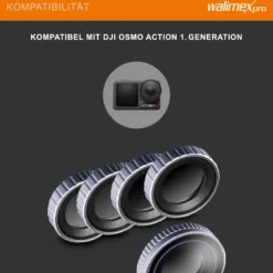 Walimex pro Filter Set für DJI OSMO Action CPL/ND MC - ND4 ND8 ND16 ND32 und CPL Polfilter - 16x mehrschichtvergütet Glas, Alurahmen - kratzresistent ölbeständig wasserresistent