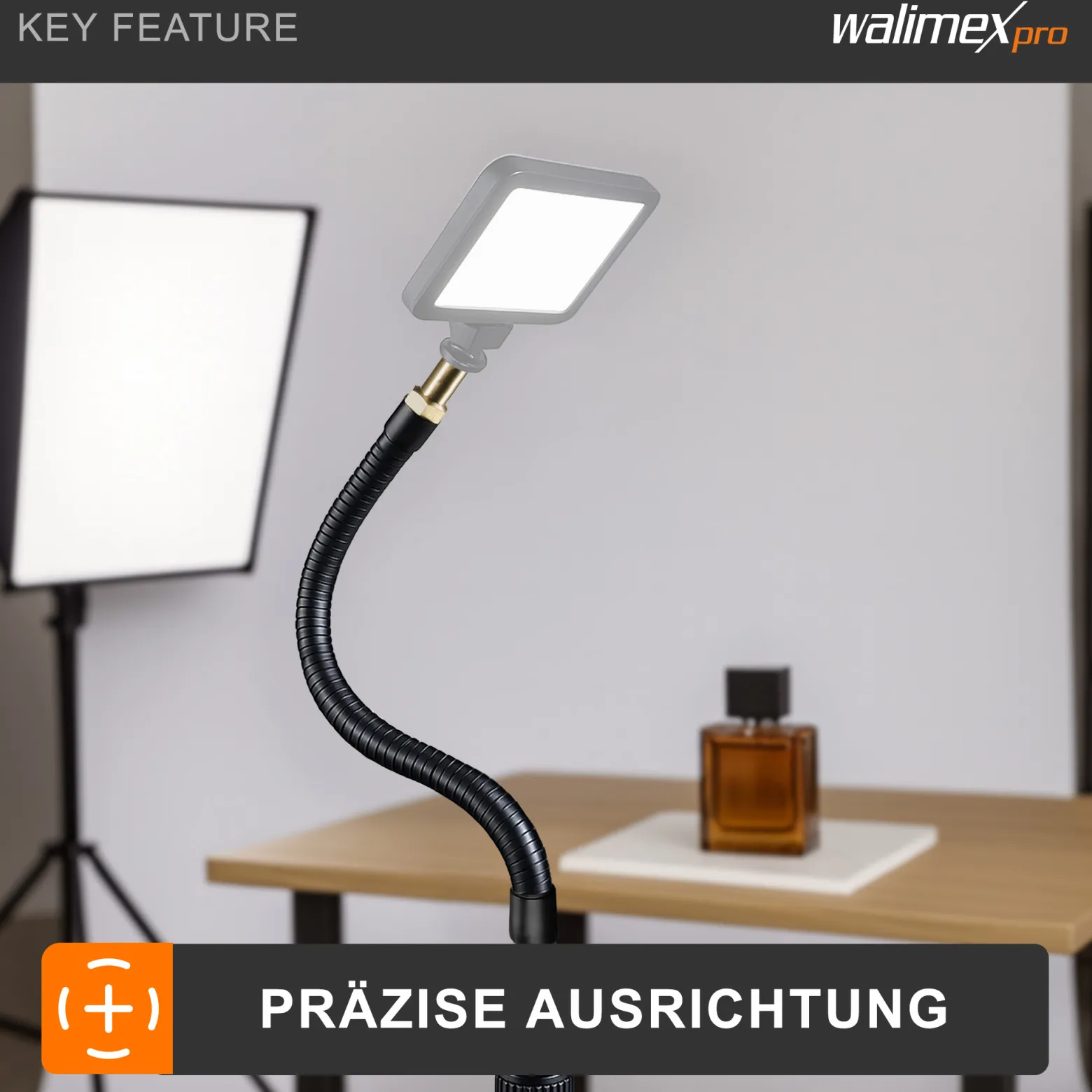 Walimex pro Flexible Halterung Schwanenhals XL 630 x 19 x 19 mm mit 5/8" Spigot und 1/4" / 3/8" Gewinde, flexibler Kamerazubehör Halter für Kamera, Licht, Mikrofon und Reflektor