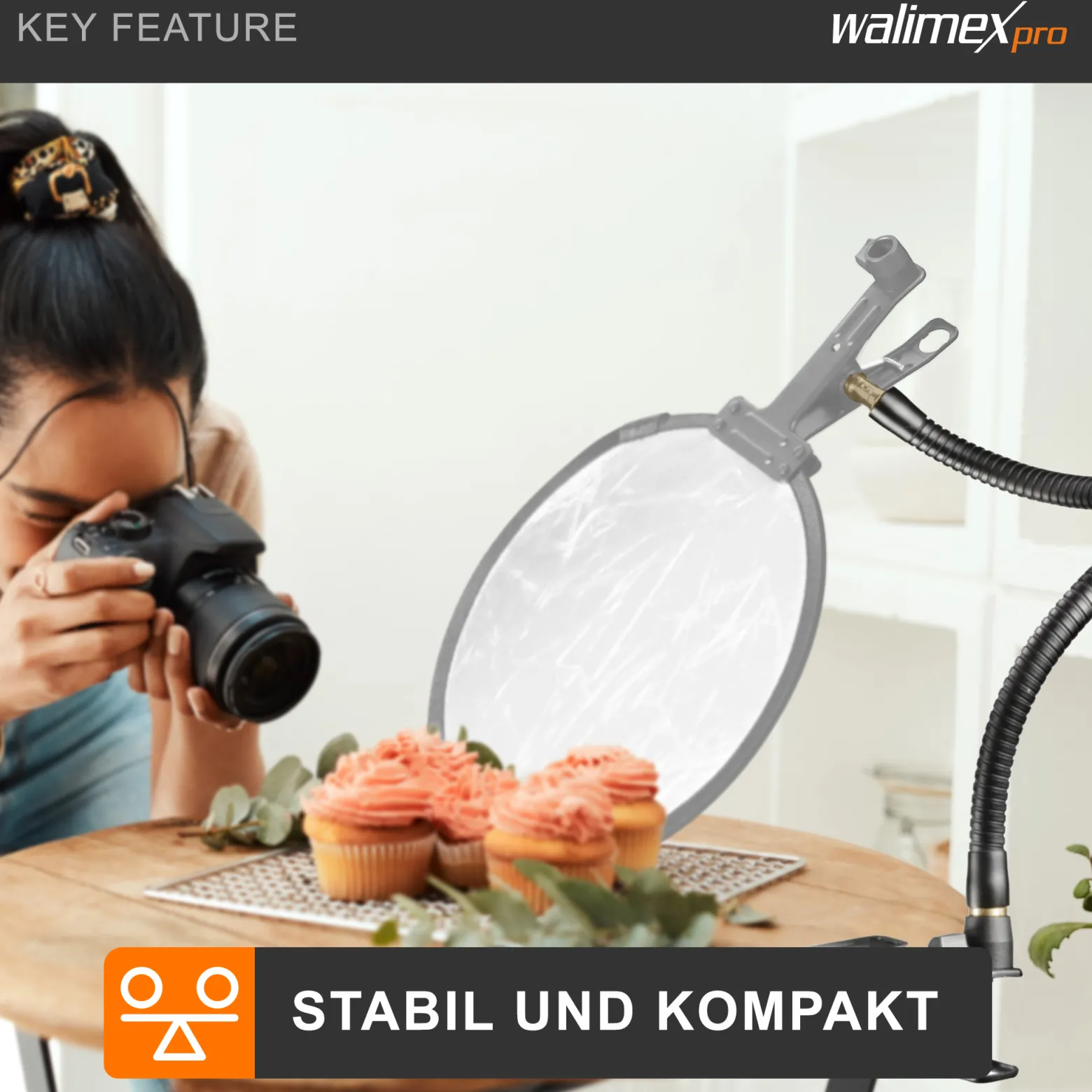 Walimex pro Flexible Halterung Schwanenhals XL 630 x 19 x 19 mm mit 5/8" Spigot und 1/4" / 3/8" Gewinde, flexibler Kamerazubehör Halter für Kamera, Licht, Mikrofon und Reflektor