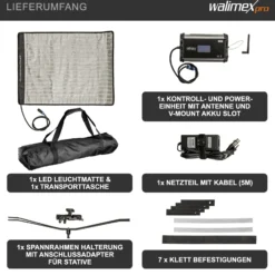 Walimex pro Flex LED 1000 Bi Color Leuchtmatte, 100 W Flächenleuchte, flexible Studioleuchte dimmbar, spritzwassergeschützte Videoleuchte mit Display und Akku-Steckplatz