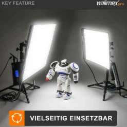 Walimex pro Flex LED 500 Bi Color Leuchtmatte, 50 W Flächenleuchte, flexible Studioleuchte dimmbar, spritzwassergeschützte Videoleuchte mit Display und Akku-Steckplatz