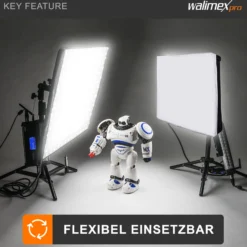 Walimex pro Flex LED 500 Bi Color Leuchtmatte Set inkl. Softbox, 50 W Flächenleuchte, flexible Studioleuchte dimmbar, Soft Box 50 x 36 x 10 cm für weiches Licht