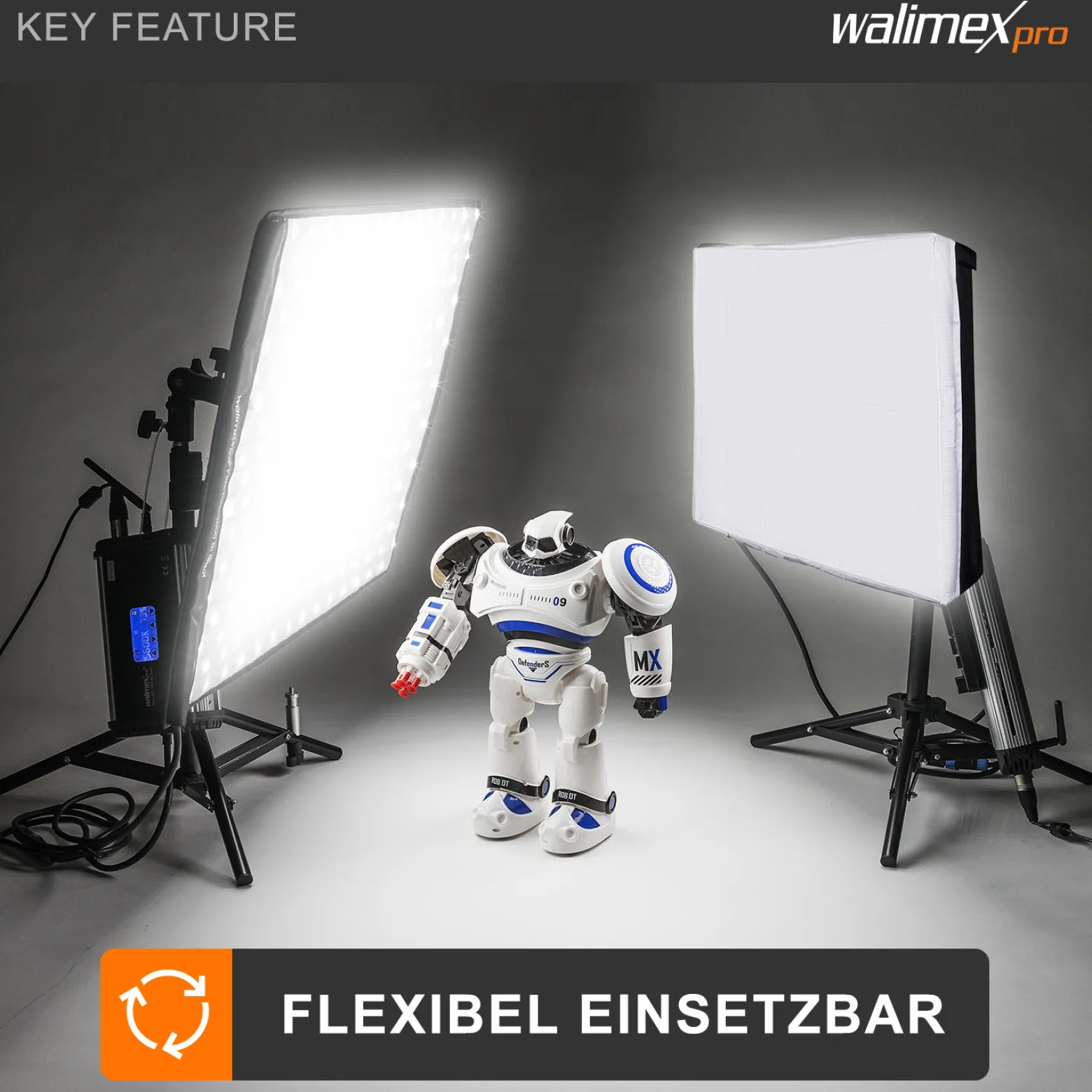Walimex pro Flex LED 500 Bi Color Leuchtmatte Set inkl. Softbox, 50 W Flächenleuchte, flexible Studioleuchte dimmbar, Soft Box 50 x 36 x 10 cm für weiches Licht