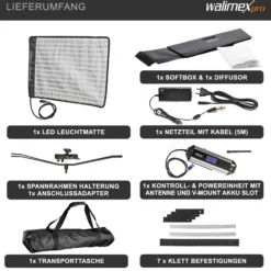 Walimex pro Flex LED 500 Bi Color Leuchtmatte Set inkl. Softbox, 50 W Flächenleuchte, flexible Studioleuchte dimmbar, Soft Box 50 x 36 x 10 cm für weiches Licht