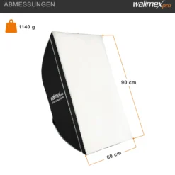 Walimex pro Fotostudio 2er Set mit 2x 35 W LED Studioleuchte, 2x 90 x 60 cm Softbox, 2x Lampenstativ bis 256 cm, Studiolicht 5000 K Farbtemperatur, Lichtstativ mit Federdämpfung