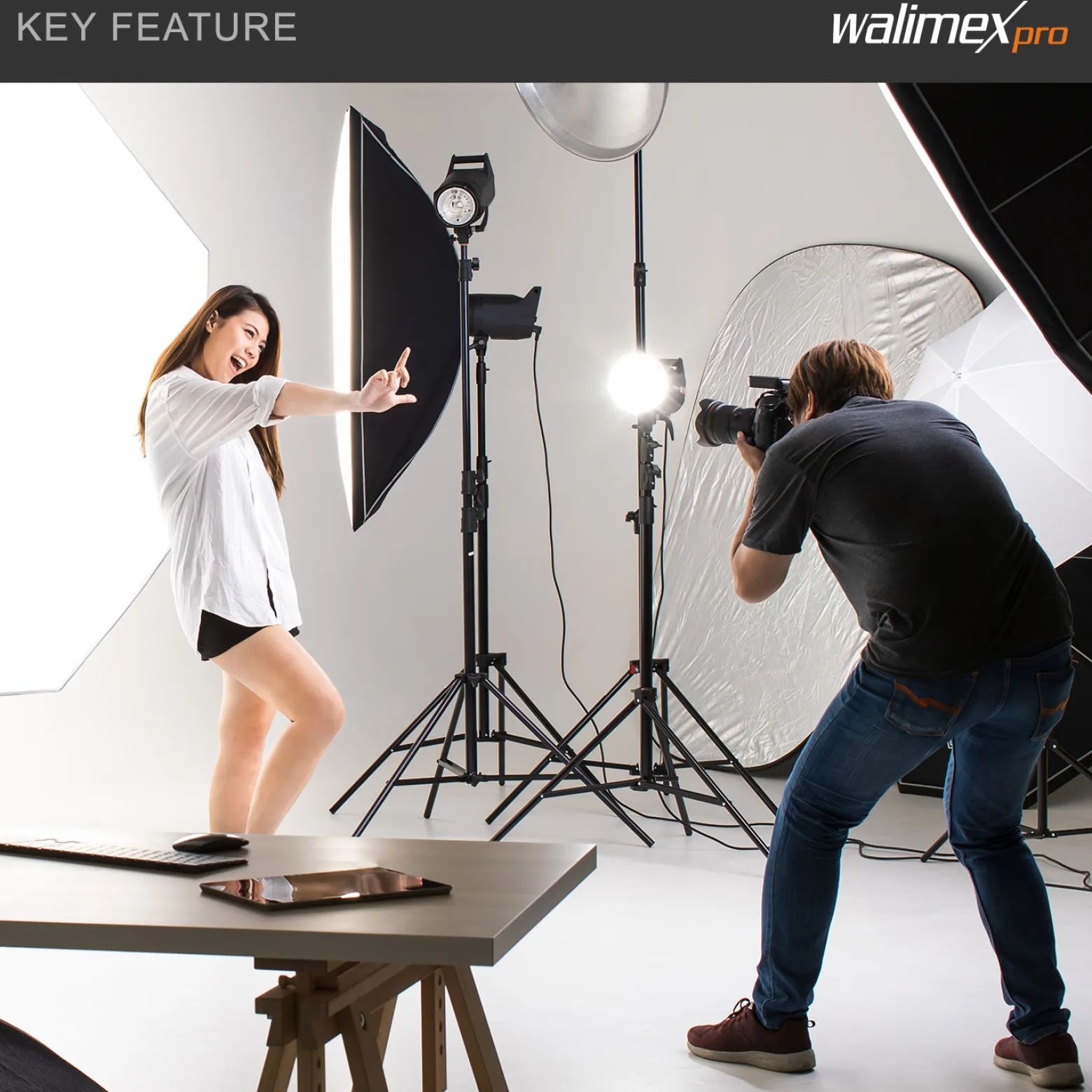 Walimex pro Fotostudio Set mit Softbox 60 cm und 4x LED je 35 W, Soft Box mit 135° Neigung, Studio Beleuchtung mit Diffusor und Daylight Farbtemperatur