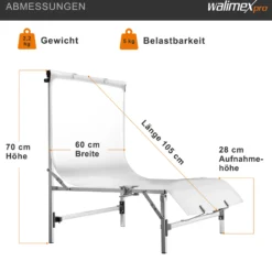 Walimex pro Fototisch Tavola Aufnahmehöhe 28 cm, Aufnametisch für Produktfotografie mit Diffusionsoberfläche, bis 5 kg Traglast, Fotostudio Hintergrund für professionelle Bilder