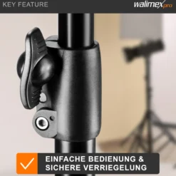 Walimex pro FT-8051 Lampenstativ bis 260 cm Höhe mit Federdämpfung inkl. 3/8" Adapter & Taschen