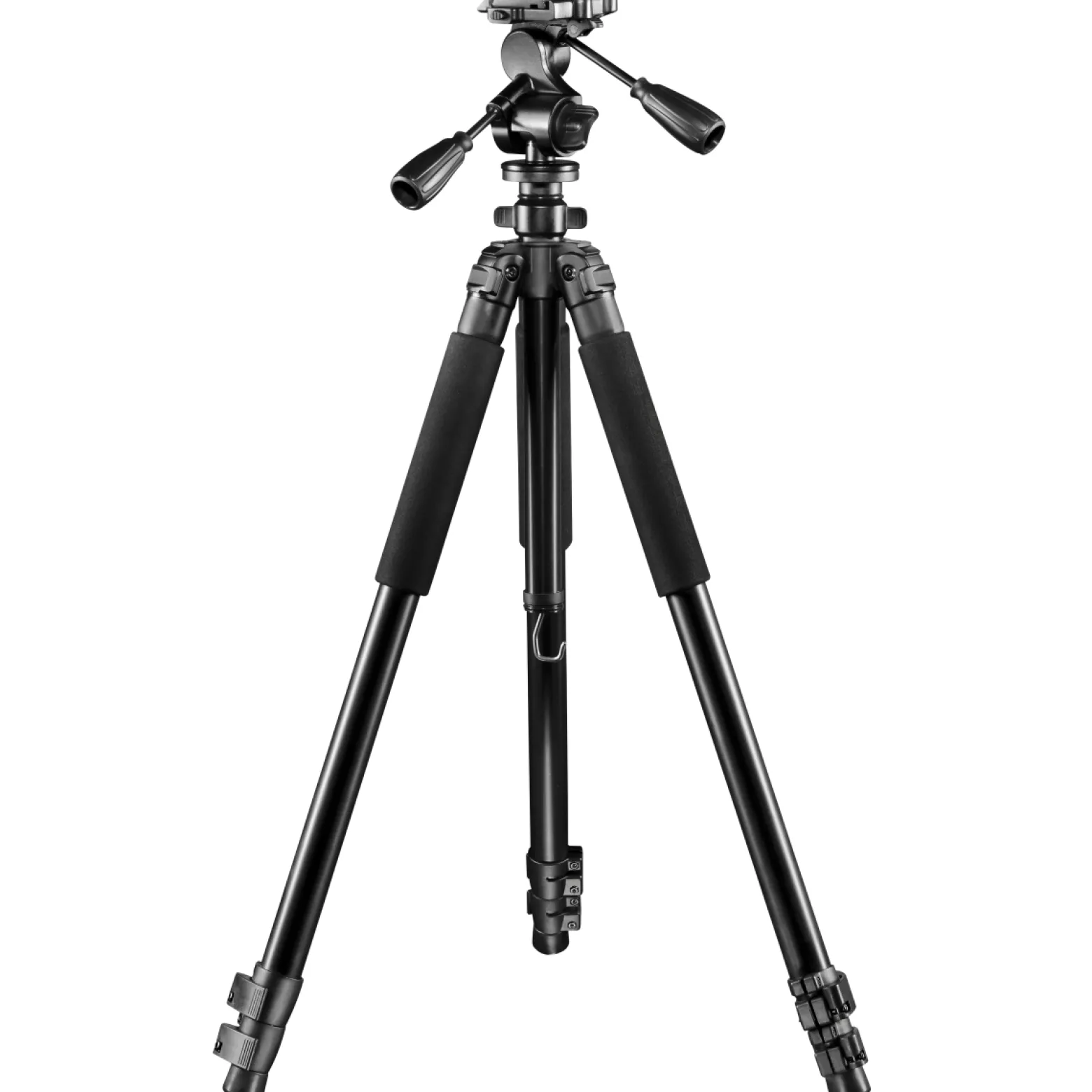 Walimex pro FT-665T Stativ bis 12 kg, Kamerastativ mit 3D-Neiger, Dreibeinstativ bis 185 cm ausziehbar, Fotostativ mit Libelle, Kompass, Schaumstoffgriffe