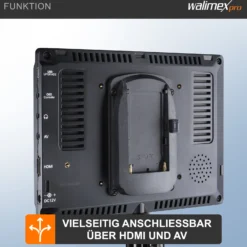 Walimex pro Full HD Monitor Director III, 7 Zoll / 17 x 176 x 130 mm mit HDMI und AV Eingang, IPS-Panel, Peaking Zebra Histogramm
