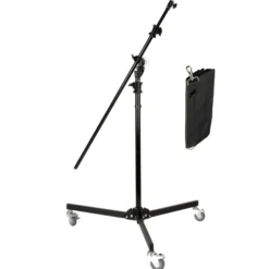 Walimex pro Galgenstativ mit Rollen, stabiles Lampenstativ höhenverstellbar 130-390 cm, ausziehbarer Teleskoparm 115-215 cm, für Softboxen und Reflektoren