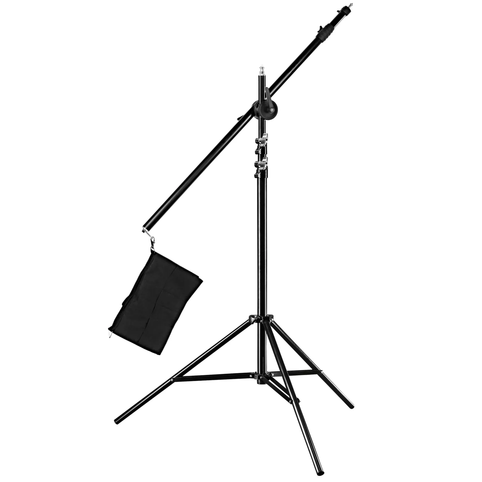 Walimex pro Galgenstativ mit Teleskoparm 120–220 cm und Beschwerungstasche, höhenverstellbares Lampenstativ bis 460 cm, Lichtstativ für Blitzgeräte, Softboxen, LED-Leuchten und Reflektoren