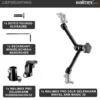 Walimex pro Gelenkarm Verdrehschutz Set Größe L / 28 cm - 300 x 80 x 80 mm - mit 2x 1/4" Schraube u. 1/4" Innengewinde - für Photo und Video Rigs, Cages, Gelenkarme