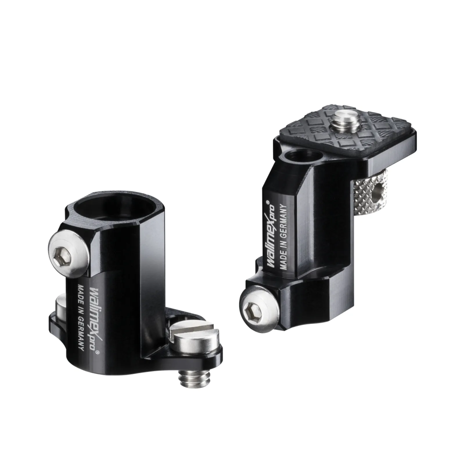 Walimex pro Gelenkarm Verdrehschutz - 25 x 40 x 25 mm - mit 2x 1/4" Schraube u. 1/4" Innengewinde - für Photo und Video Rigs, Cages, Gelenkarme