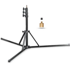 Walimex pro GN-806 Lampenstativ bis 215 cm Arbeitshöhe, Lichtstativ bis 5 kg Traglast, höhenverstellbares Blitzstativ aus Aluminium für Fotostudio und Mobil, für Video, Blitz, Softbox und Ringlicht