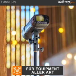 Walimex pro GN-806 Lampenstativ bis 215 cm Arbeitshöhe, Lichtstativ bis 5 kg Traglast, höhenverstellbares Blitzstativ aus Aluminium für Fotostudio und Mobil, für Video, Blitz, Softbox und Ringlicht