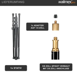 Walimex pro GN-806 Lampenstativ bis 215 cm Arbeitshöhe, Lichtstativ bis 5 kg Traglast, höhenverstellbares Blitzstativ aus Aluminium für Fotostudio und Mobil, für Video, Blitz, Softbox und Ringlicht