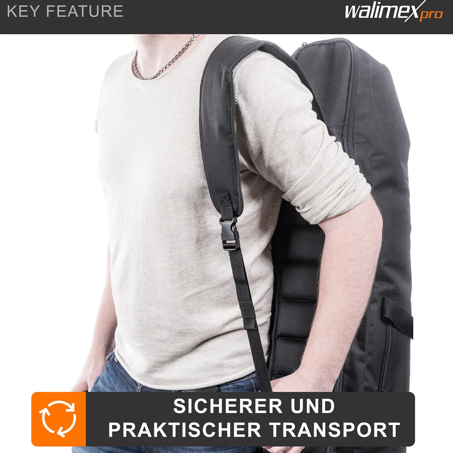 Walimex pro Guardian Studiotasche – 1100 x 220 x 220 mm – Tasche für Foto Equipment – mit Trenner, Polsterung, Gurt und Reißverschlüssen – Perfekter Schutz für Studioblitze und Kameras