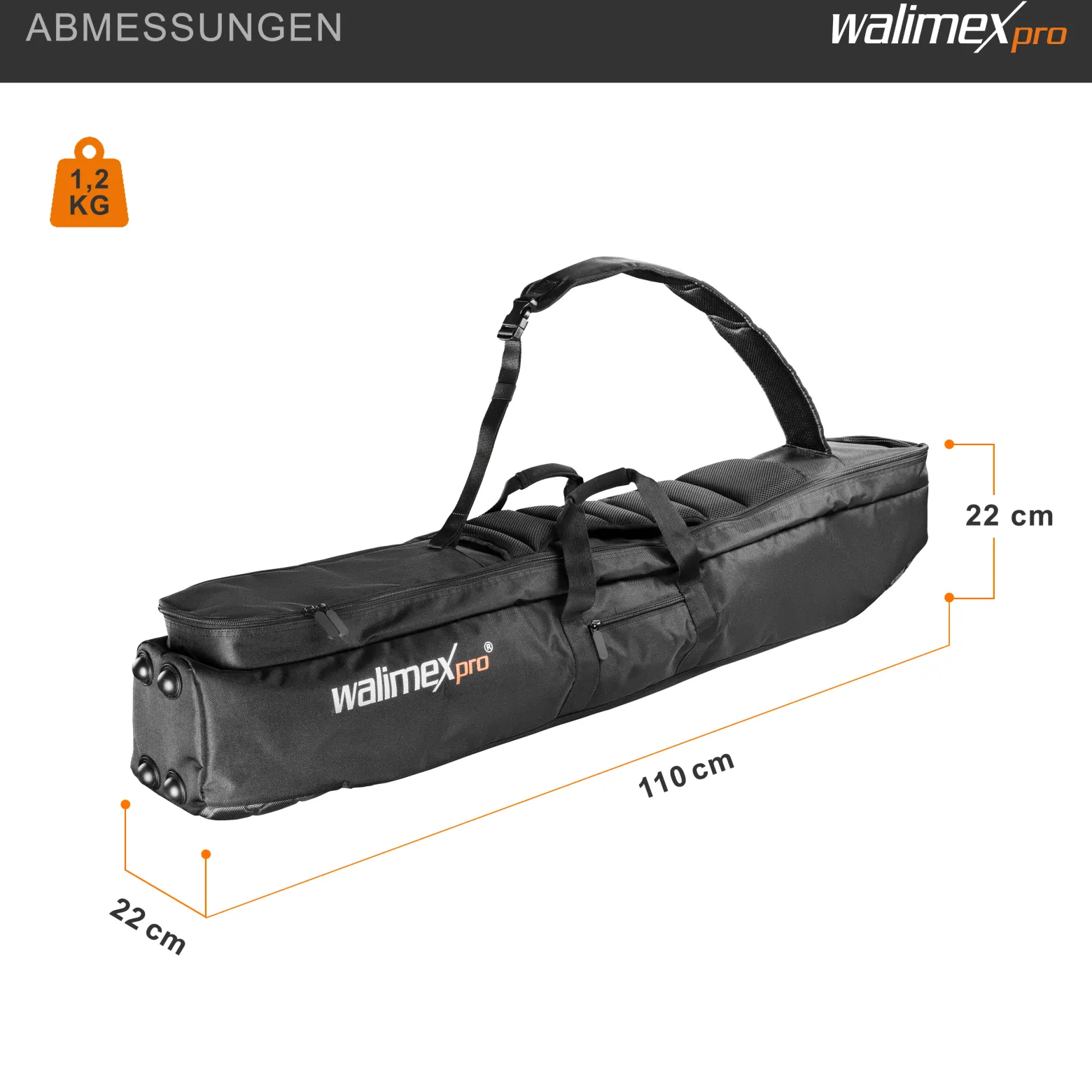 Walimex pro Guardian Studiotasche – 1100 x 220 x 220 mm – Tasche für Foto Equipment – mit Trenner, Polsterung, Gurt und Reißverschlüssen – Perfekter Schutz für Studioblitze und Kameras