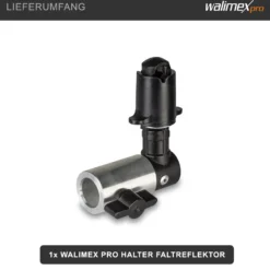 Walimex pro Halter Faltreflektor mit 5/8 Zoll Spigot, Reflektorhalter und Hintergrund Halterung bis 1,5 cm, für Lampenstativ, Studio und On Location