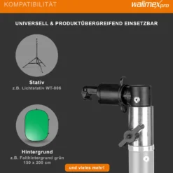 Walimex pro Halter Faltreflektor mit 5/8 Zoll Spigot, Reflektorhalter und Hintergrund Halterung bis 1,5 cm, für Lampenstativ, Studio und On Location