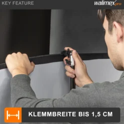 Walimex pro Halter Faltreflektor mit 5/8 Zoll Spigot, Reflektorhalter und Hintergrund Halterung bis 1,5 cm, für Lampenstativ, Studio und On Location