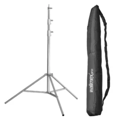 Walimex pro Heavy Duty Edelstahl Lampenstativ bis 15 kg belastbar, Lichtstativ höhenverstellbar bis 270 cm, Blitzstativ federgedämpft inkl. Tasche & Spigotadapter mit 1/4 & 3/8 Zoll Gewinde