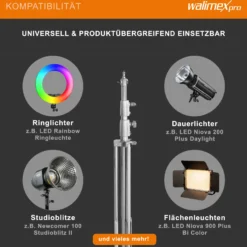 Walimex pro Heavy Duty Edelstahl Lampenstativ bis 15 kg belastbar, Lichtstativ höhenverstellbar bis 270 cm, Blitzstativ federgedämpft inkl. Tasche & Spigotadapter mit 1/4 & 3/8 Zoll Gewinde