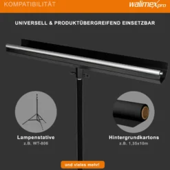 Walimex pro Hintergrund Halterung für Lampenstative belastbar bis 5 kg, Hintergrundsystem aus Aluminium für Kartonhintergründen bis 1,35 m