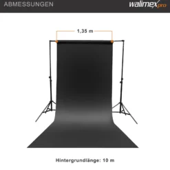 Walimex pro Hintergrundkarton 1,35 x 10 m schwarz, robuster Fotohintergrund aus Karton, Fotoleinwand als Backdrop für Fotostudio, reflexfrei, strapazierfähig, ideal für Produktfotografie