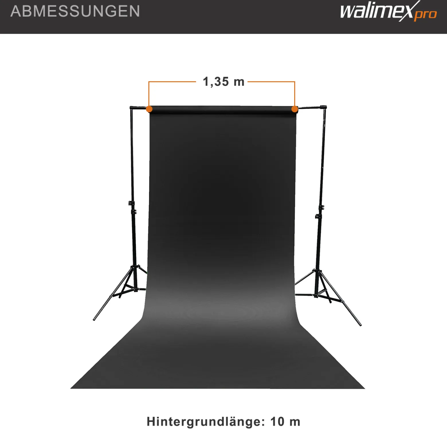 Walimex pro Hintergrundkarton 1,35 x 10 m schwarz, robuster Fotohintergrund aus Karton, Fotoleinwand als Backdrop für Fotostudio, reflexfrei, strapazierfähig, ideal für Produktfotografie