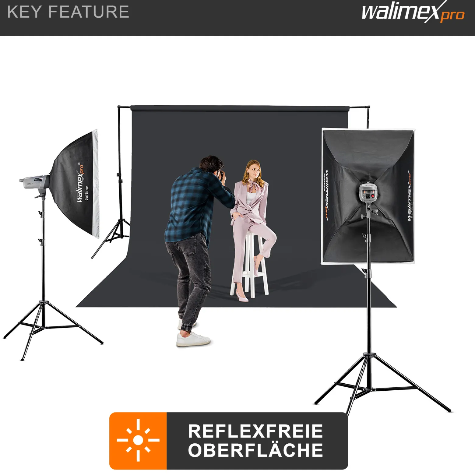 Walimex pro Hintergrundkarton 1,35 x 10 m schwarz, robuster Fotohintergrund aus Karton, Fotoleinwand als Backdrop für Fotostudio, reflexfrei, strapazierfähig, ideal für Produktfotografie